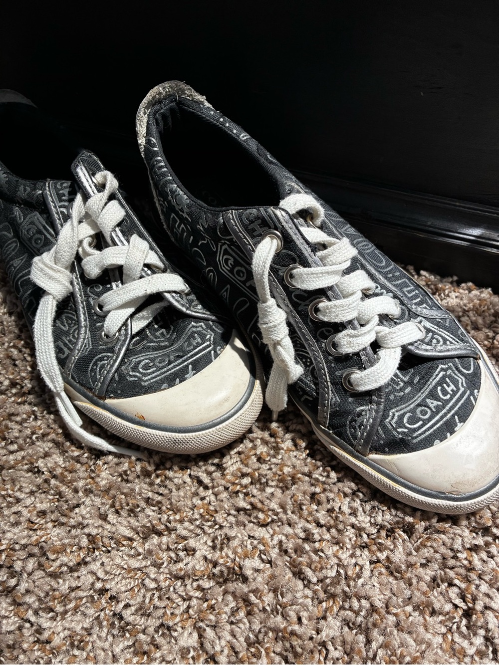 Coach Black and White Logo Low-Top Sneaker